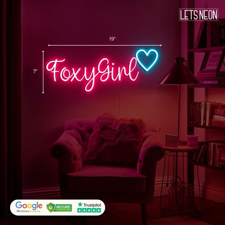 FoxyGirl with Heart Neon Sign(Lacy Santoyo)