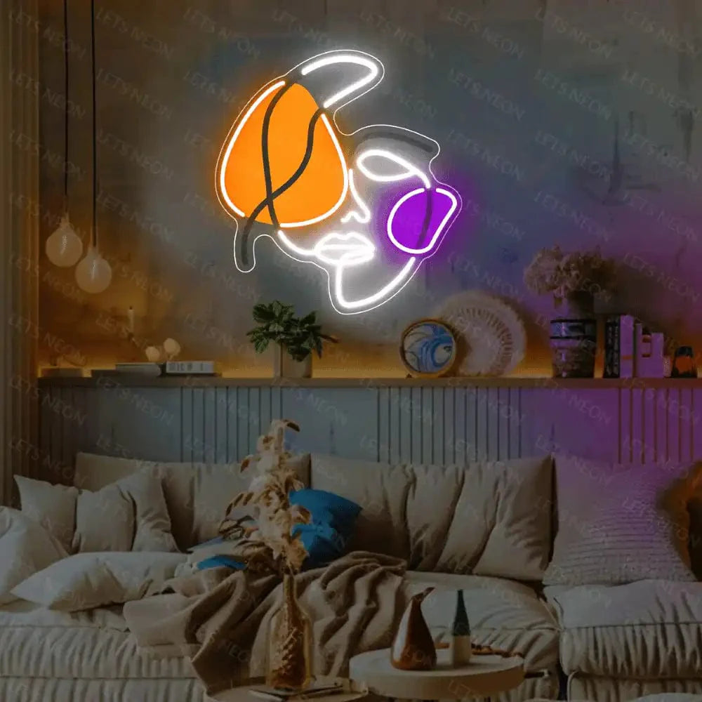 Abstract Line Face UV Neon Sign Lets Neon