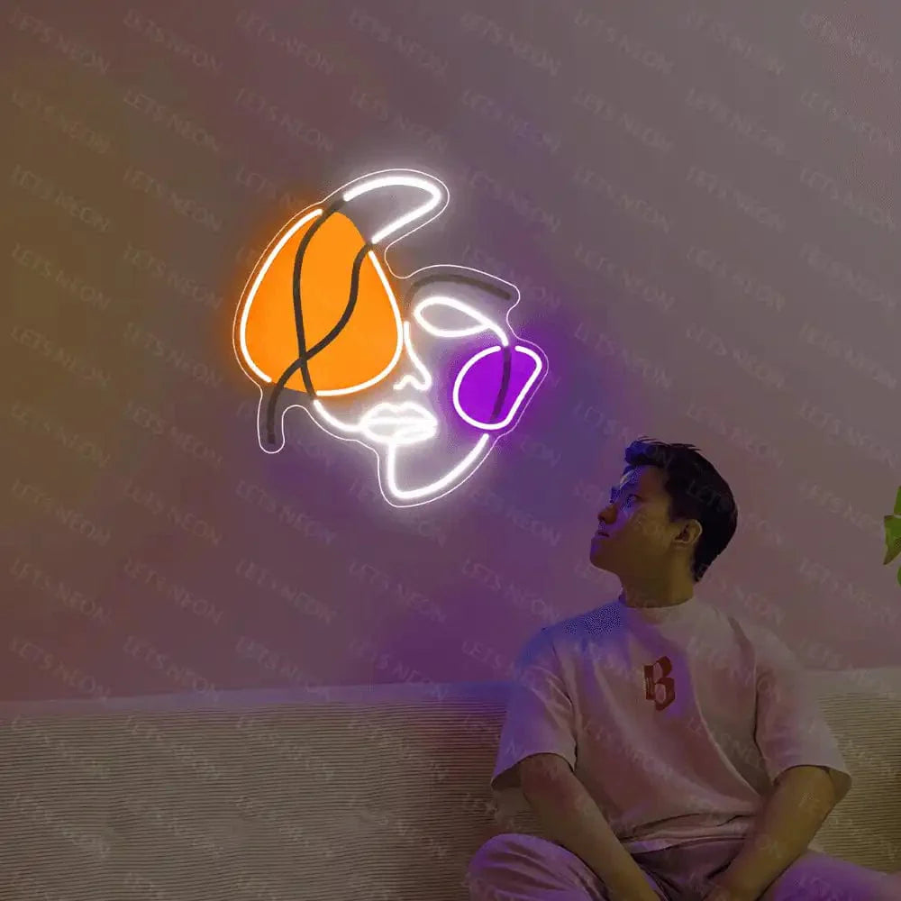 Abstract Line Face UV Neon Sign Lets Neon