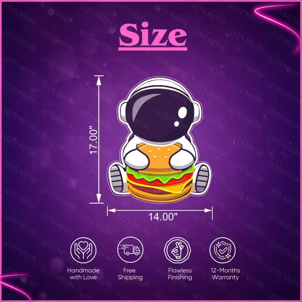 Astronaut Eating Burger UV Neon Sign Lets Neon