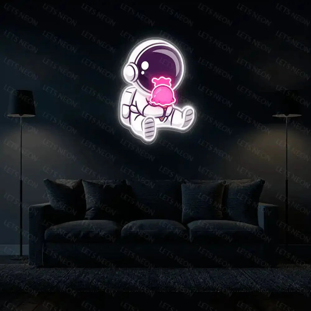 Astronaut Eating Ice Cream UV Neon Sign Lets Neon