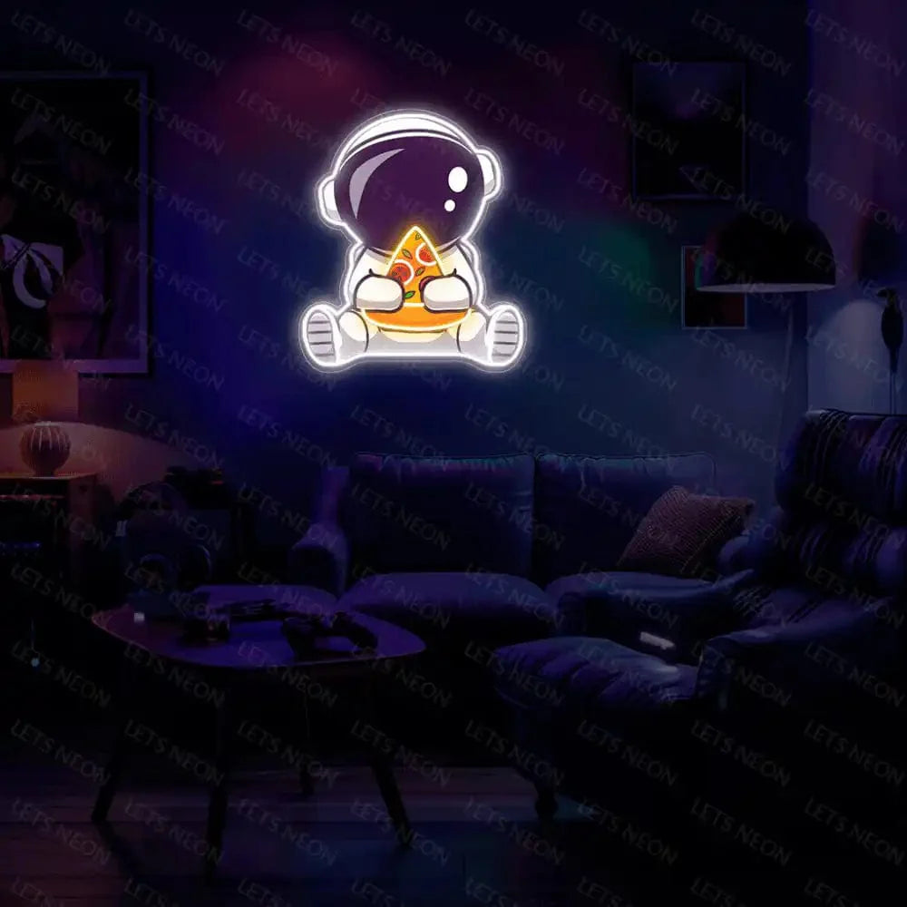 Astronaut Eating Pizza UV Neon Sign Lets Neon