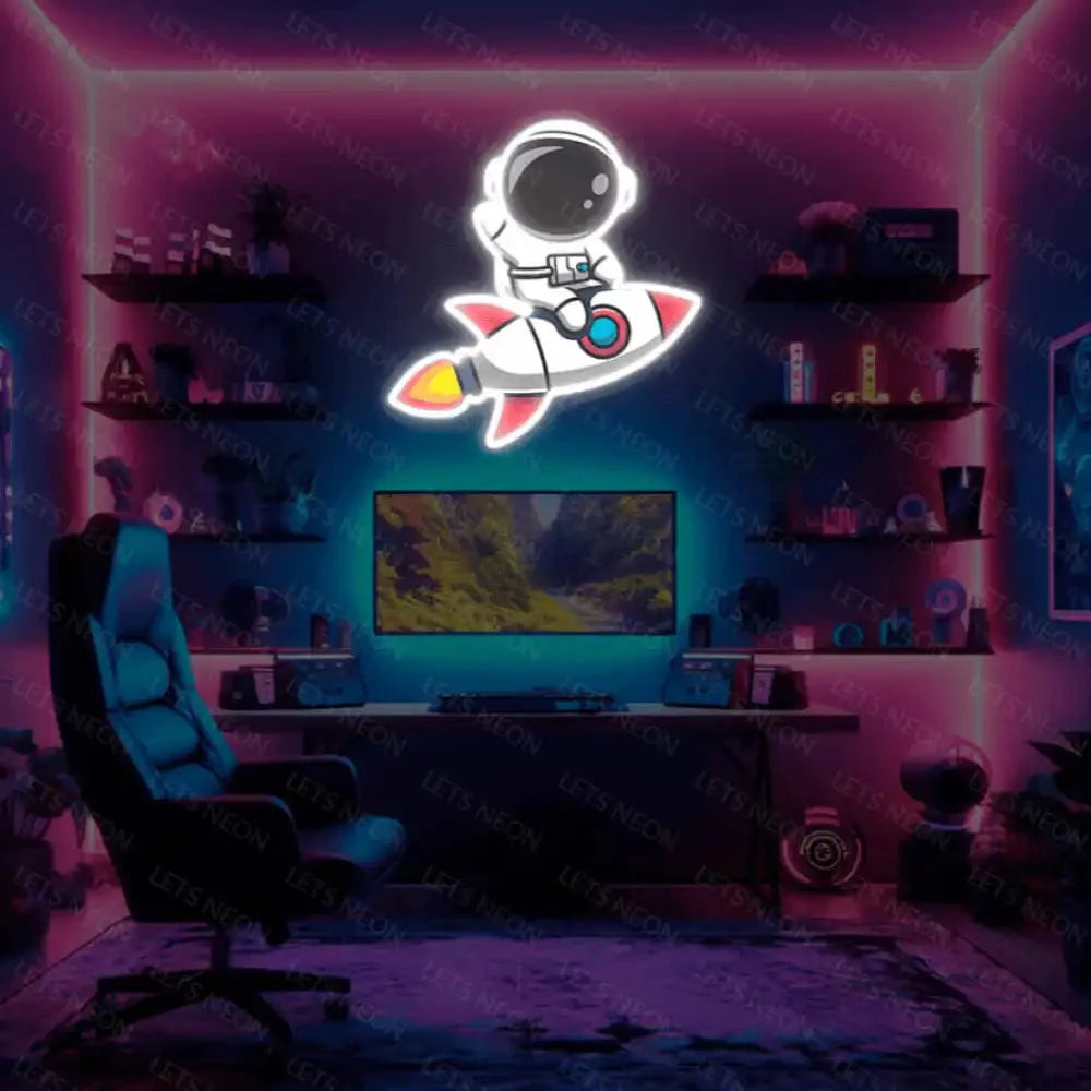Astronaut Rocket UV Neon Sign Lets Neon