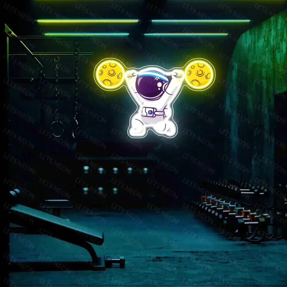 Astronaut with Barbell UV Neon Sign Lets Neon