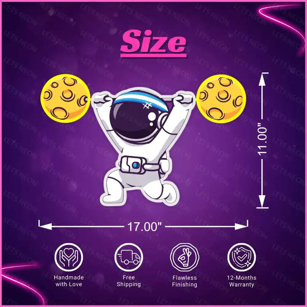 Astronaut with Barbell UV Neon Sign Lets Neon