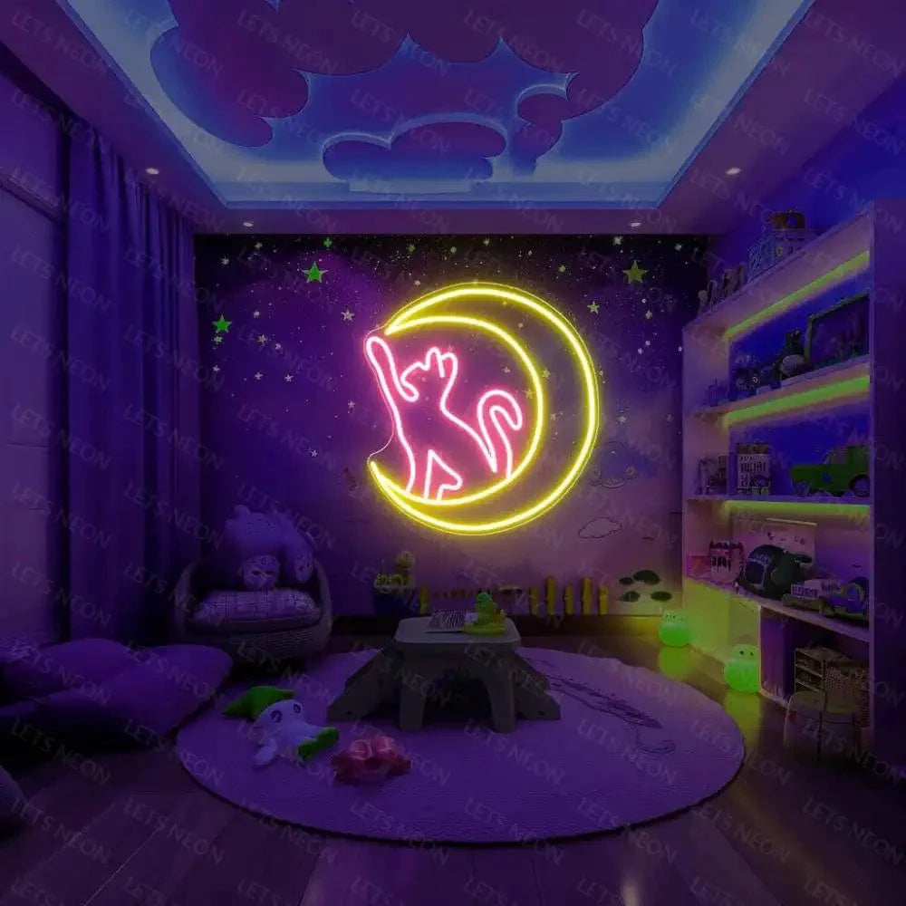 Cat In Moon Neon Sign Lets Neon