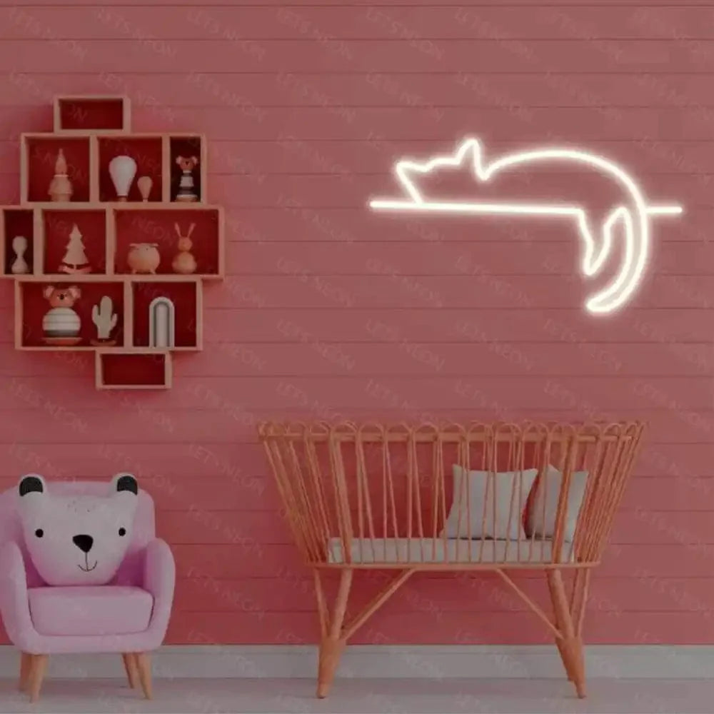 Cat Lying Neon Sign - Cat Lover Gift Lets Neon