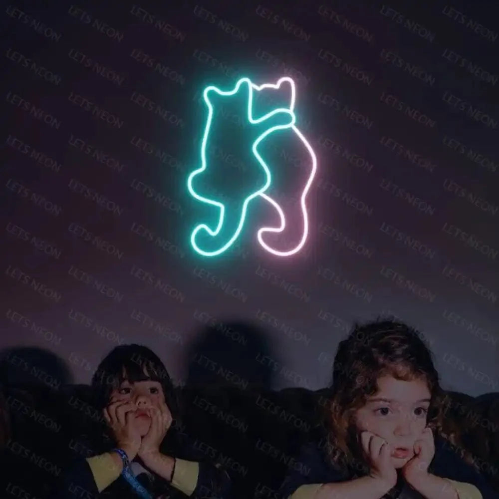 Cats Hugging Neon Sign Lets Neon