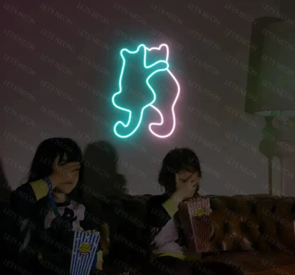 Cats Hugging Neon Sign Lets Neon