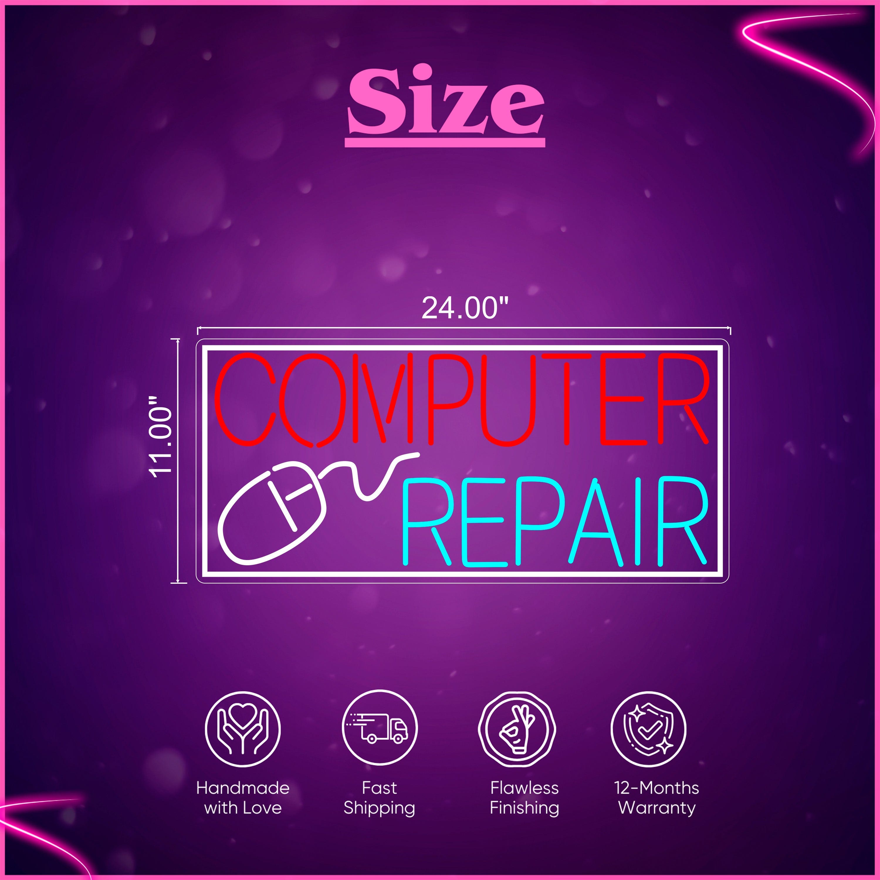 Computer Repair Neon Sign Lets Neon
