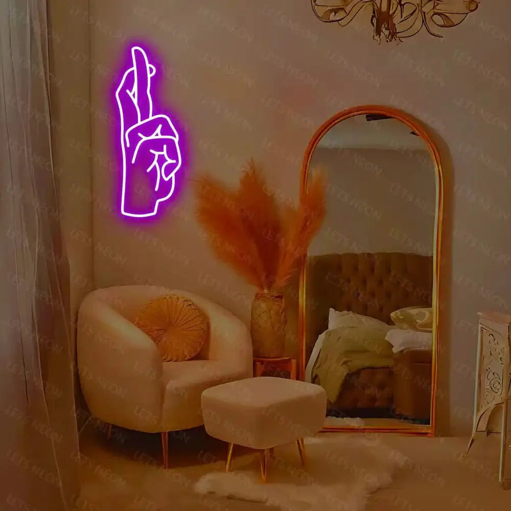 Fingers Crossed Neon Sign Lets Neon