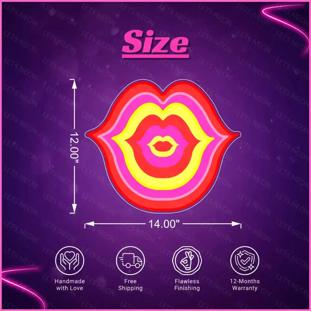 Geometric Lips UV Neon Sign Lets Neon