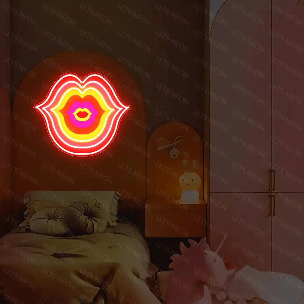 Geometric Lips UV Neon Sign Lets Neon