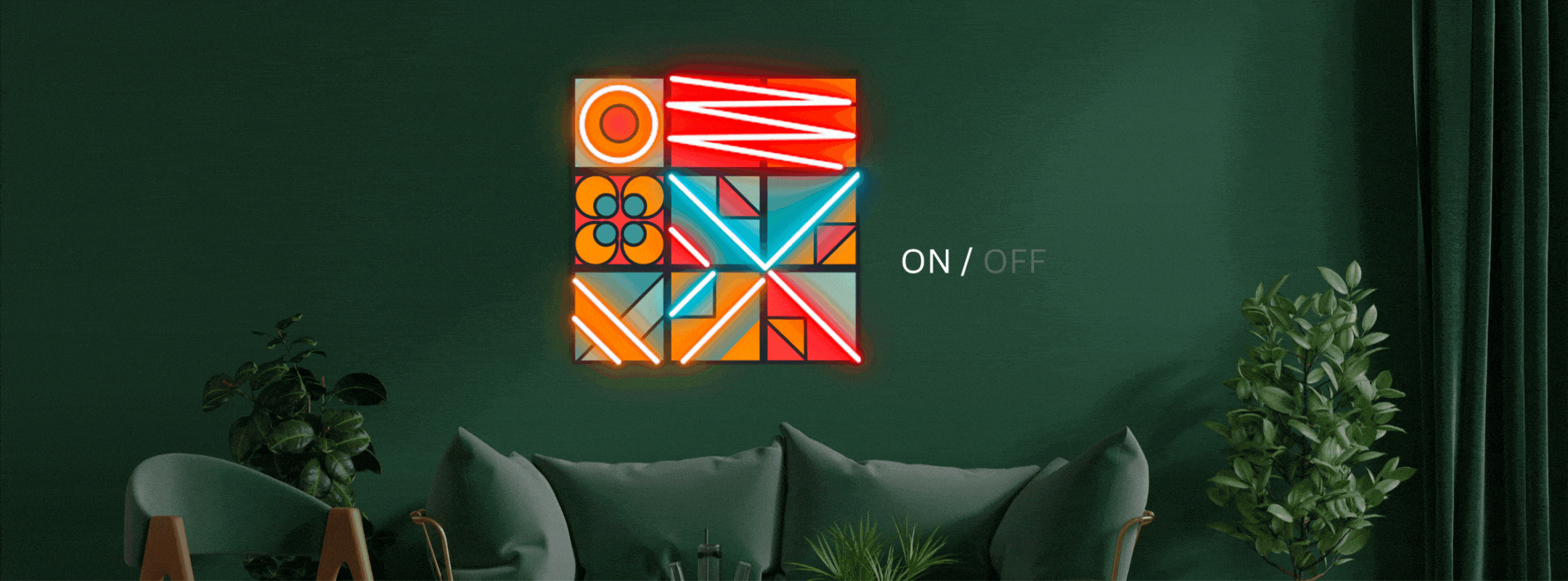 Geometric Shapes UV Neon Sign Lets Neon