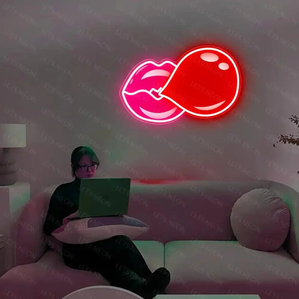 Lip Bubblegum UV Neon Sign Lets Neon
