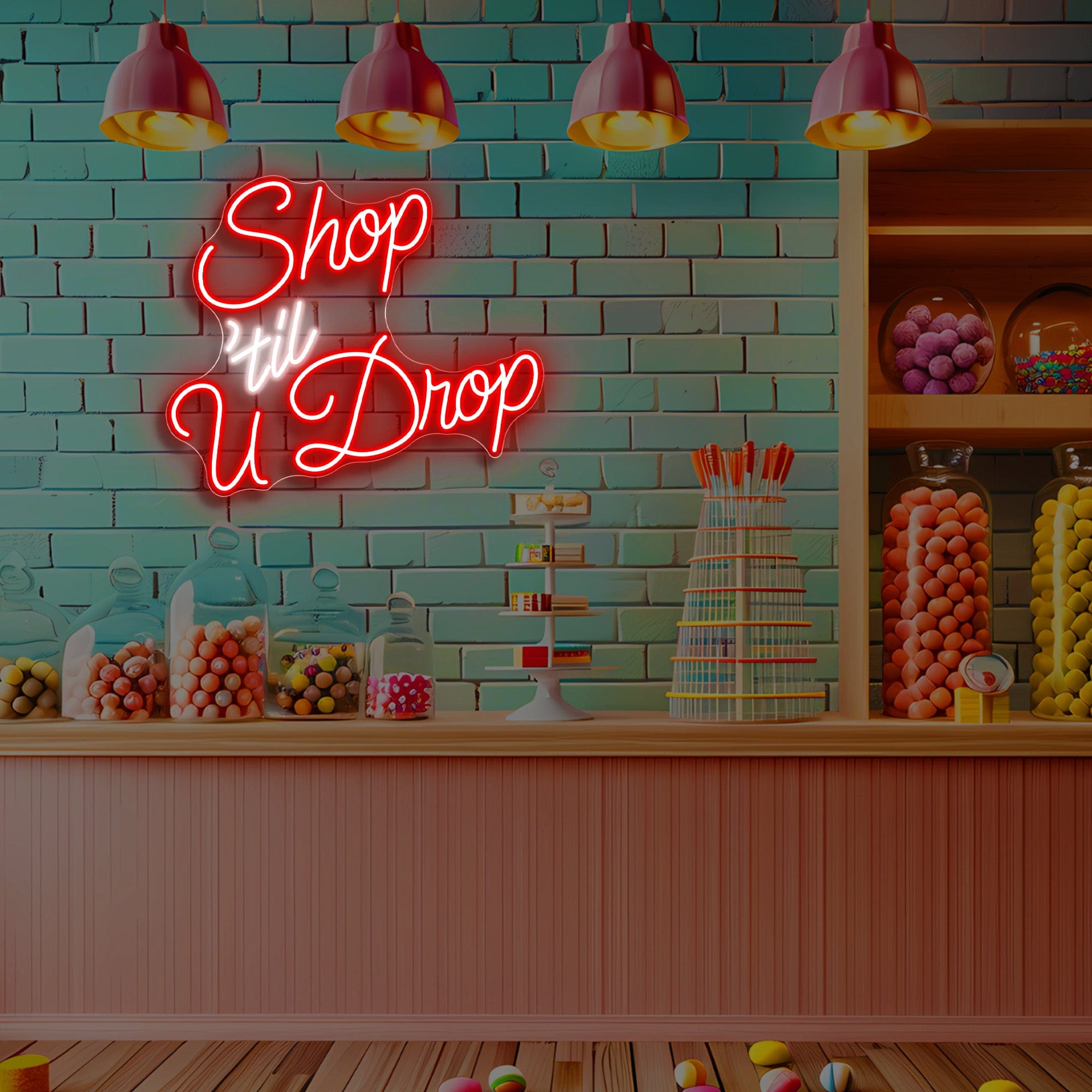 Shop 'till u Drop Neon Sign Lets Neon