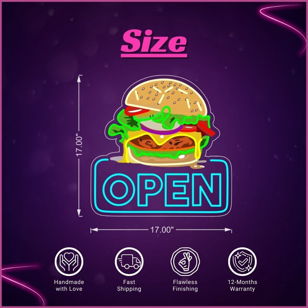 Burger Open Neon Sign Lets Neon