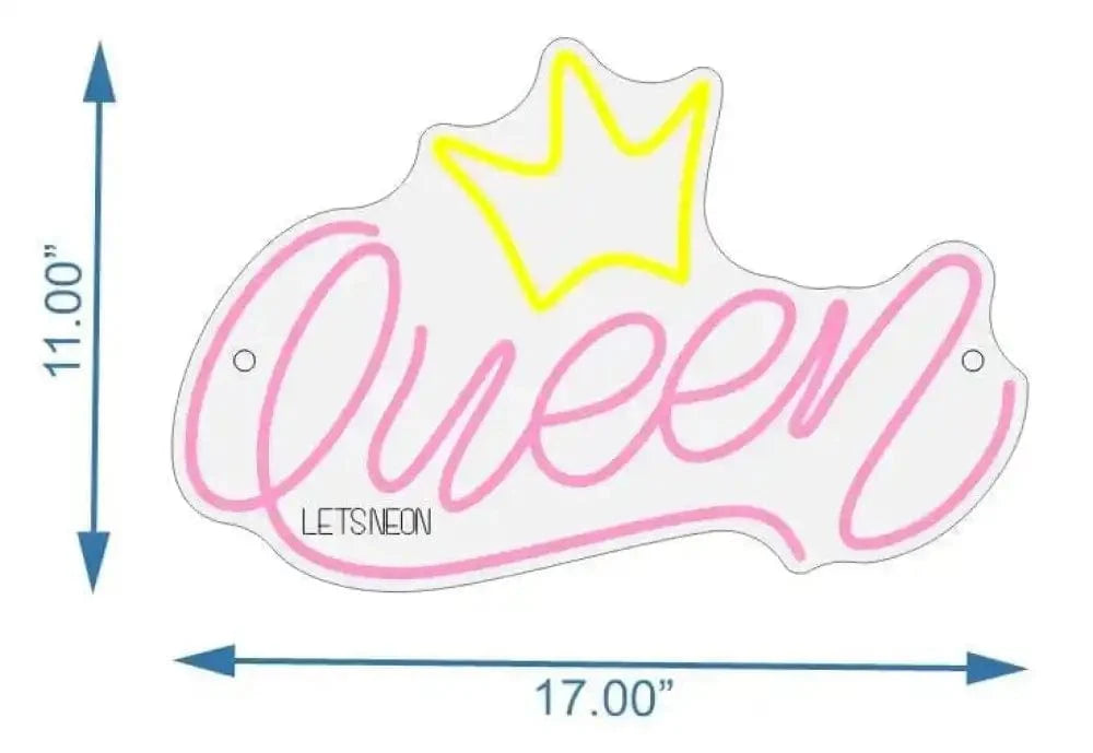 Queen With Crown Neon Sign | Enhance Your Space Decor Lets Neon