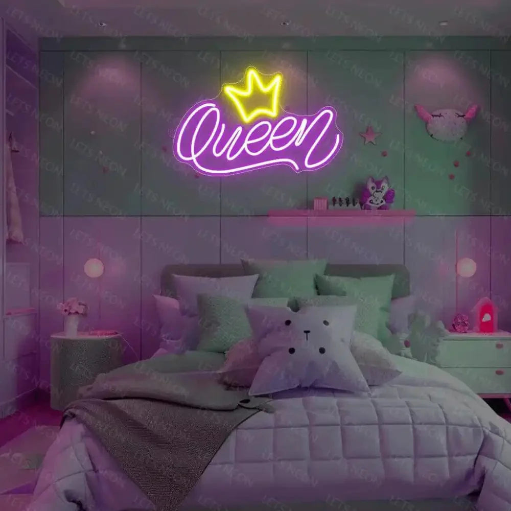 Queen With Crown Neon Sign | Enhance Your Space Decor Lets Neon