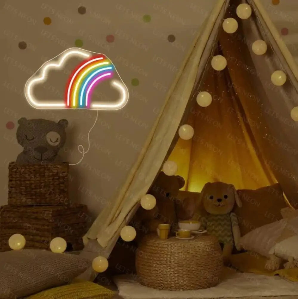 Rainbow Cloud Neon Sign - Kids Room Decor Lets Neon