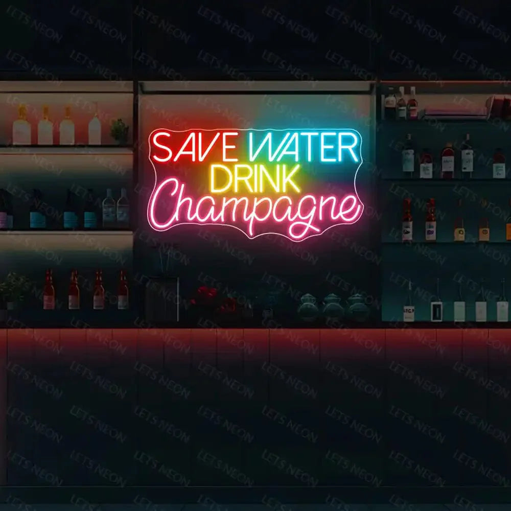 Save Water Drink Champagne Neon Sign Lets Neon