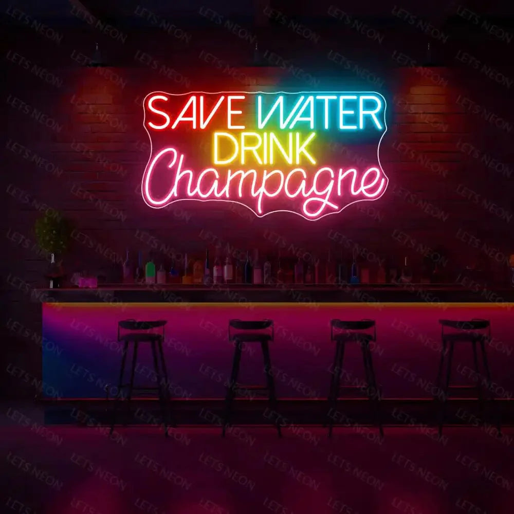Save Water Drink Champagne Neon Sign Lets Neon