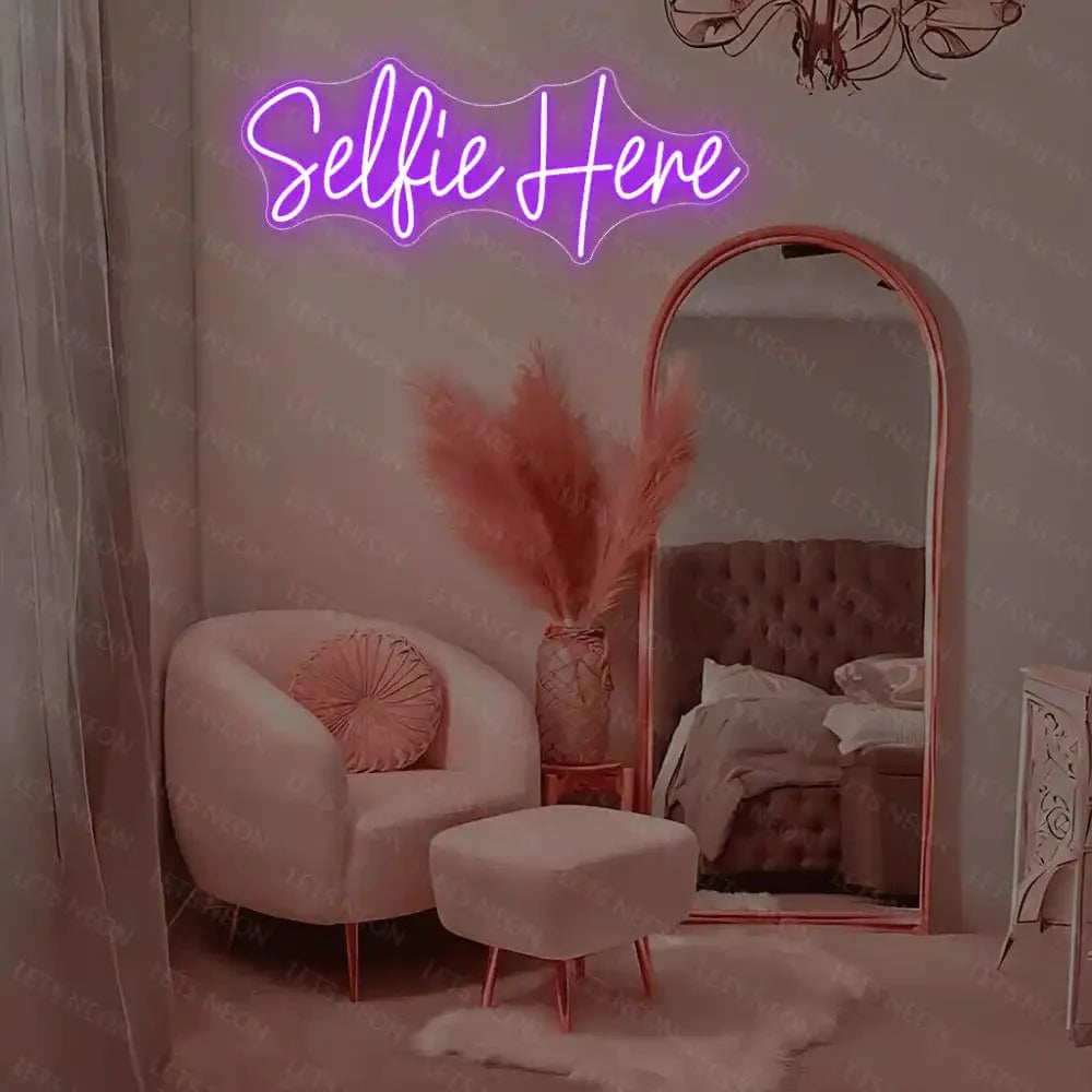 Selfie Here Neon Sign Lets Neon