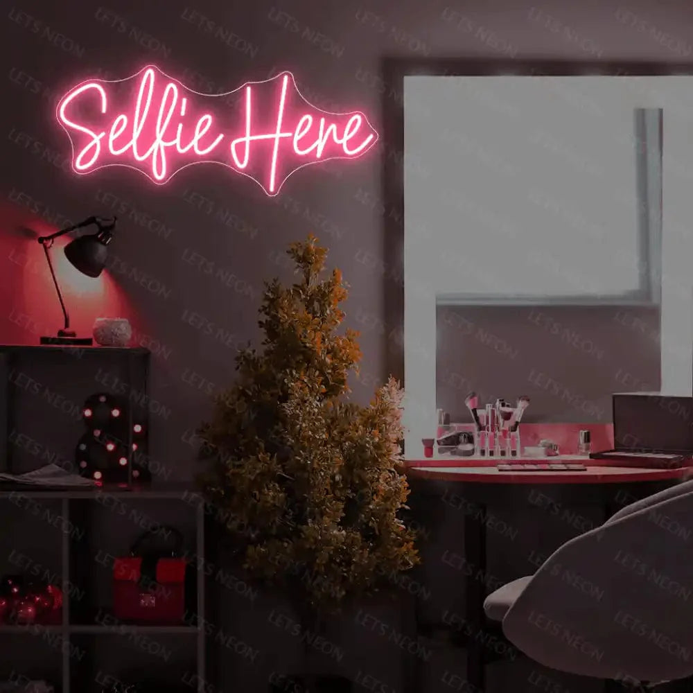 Selfie Here Neon Sign Lets Neon