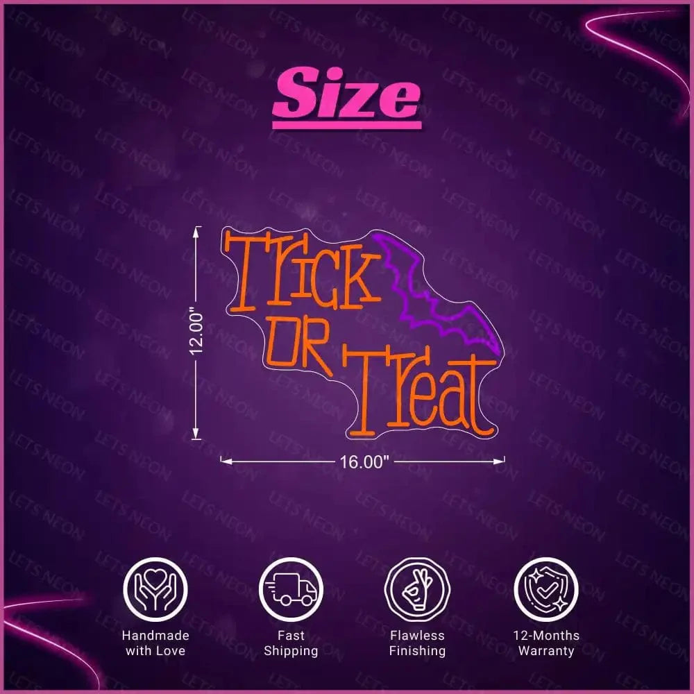 Trick or Treat Bat Neon Sign Lets Neon
