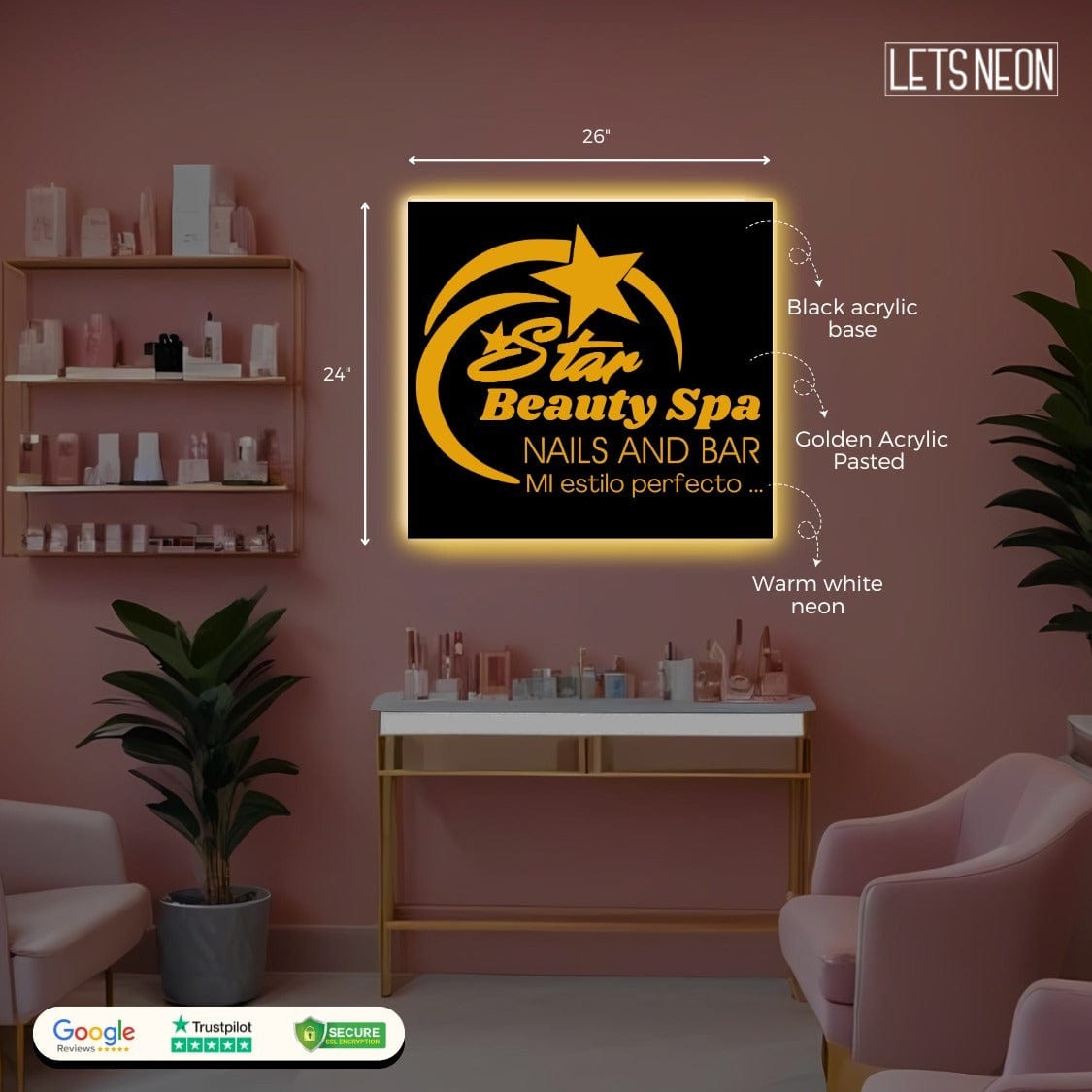 Star beauty spa ( Custom Acrylic & neon sign )