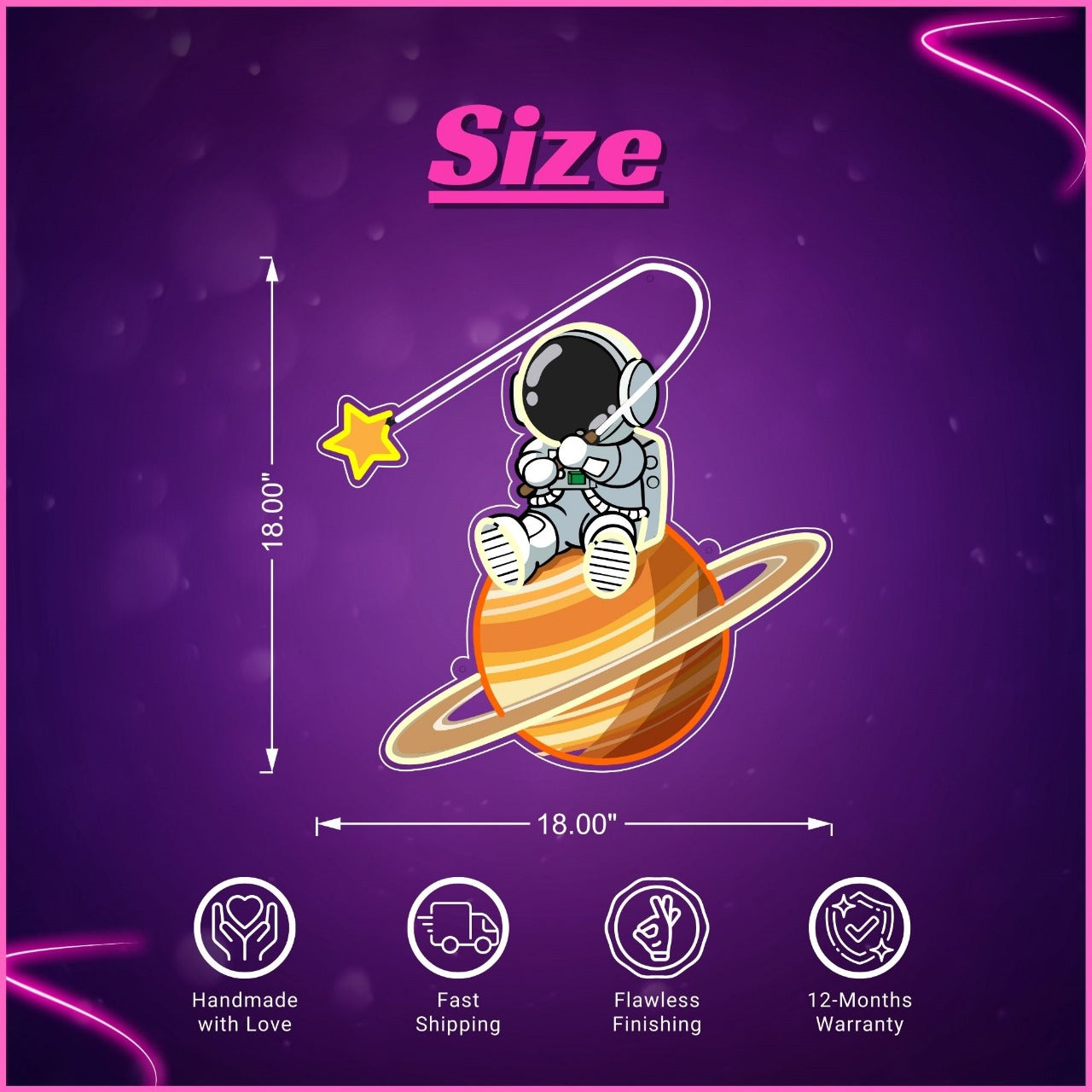 Astronaut in Space UV Neon Sign