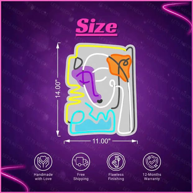 Abstract Face UV Neon Sign Lets Neon
