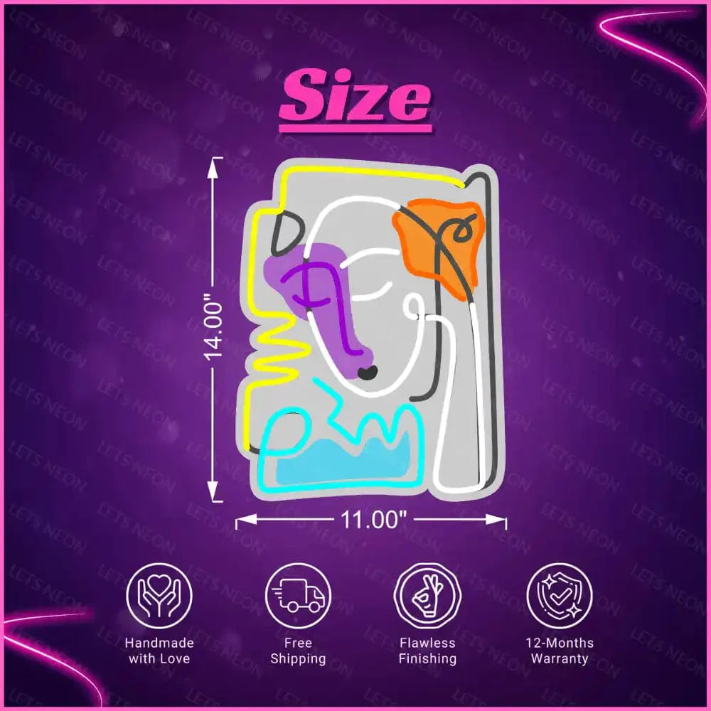 Abstract Face UV Neon Sign Lets Neon