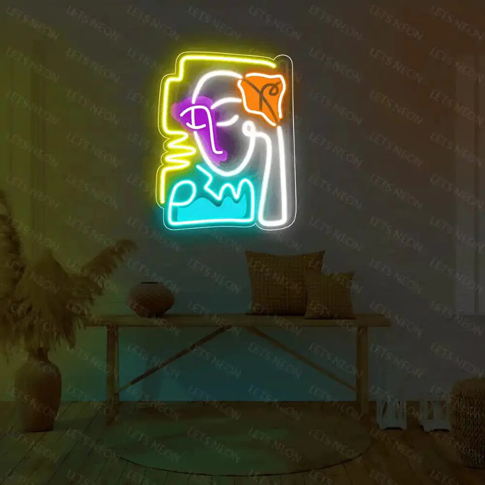Abstract Face UV Neon Sign Lets Neon