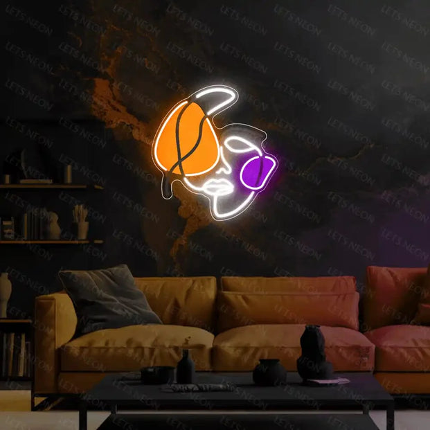 Abstract Line Face UV Neon Sign Lets Neon