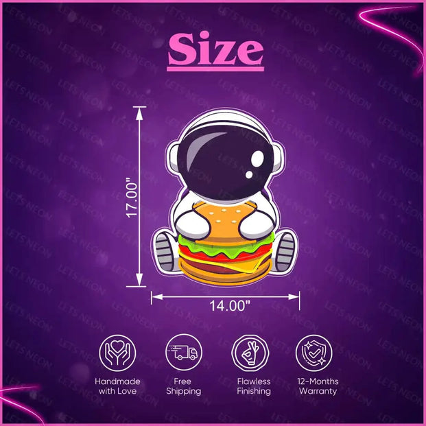 Astronaut Eating Burger UV Neon Sign Lets Neon