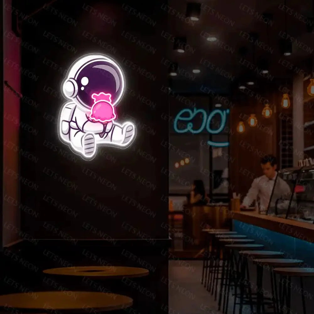 Astronaut Eating Ice Cream UV Neon Sign Lets Neon