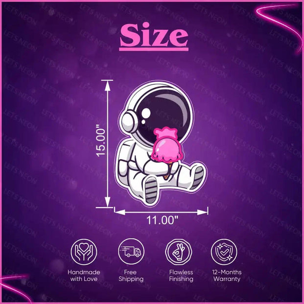 Astronaut Eating Ice Cream UV Neon Sign Lets Neon