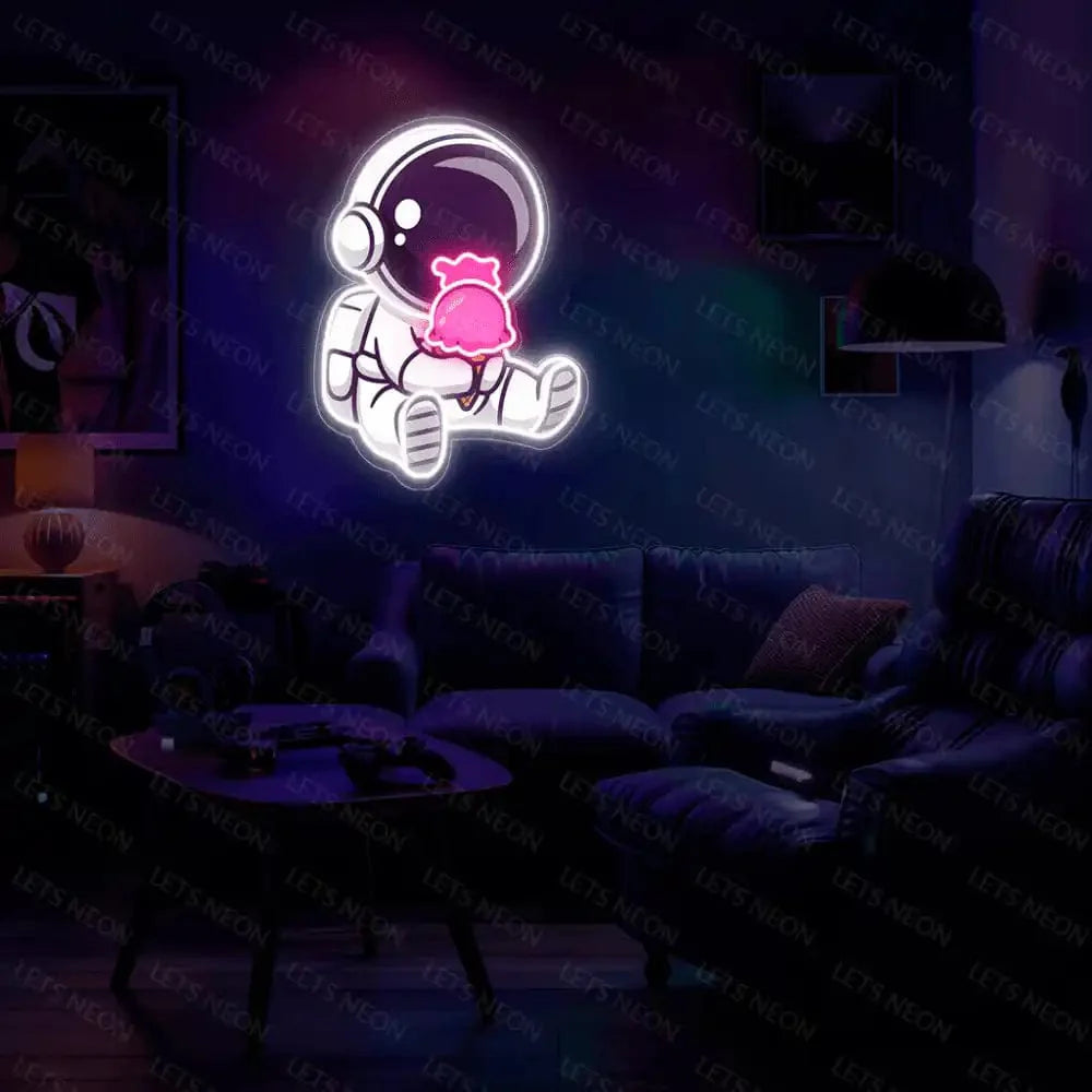 Astronaut Eating Ice Cream UV Neon Sign Lets Neon