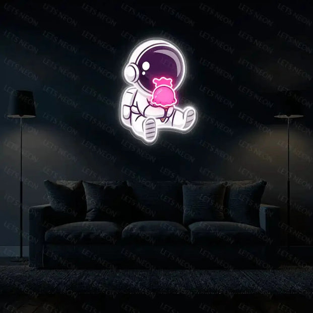 Astronaut Eating Ice Cream UV Neon Sign Lets Neon