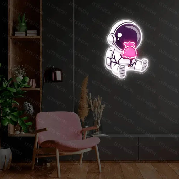 Astronaut Eating Ice Cream UV Neon Sign Lets Neon