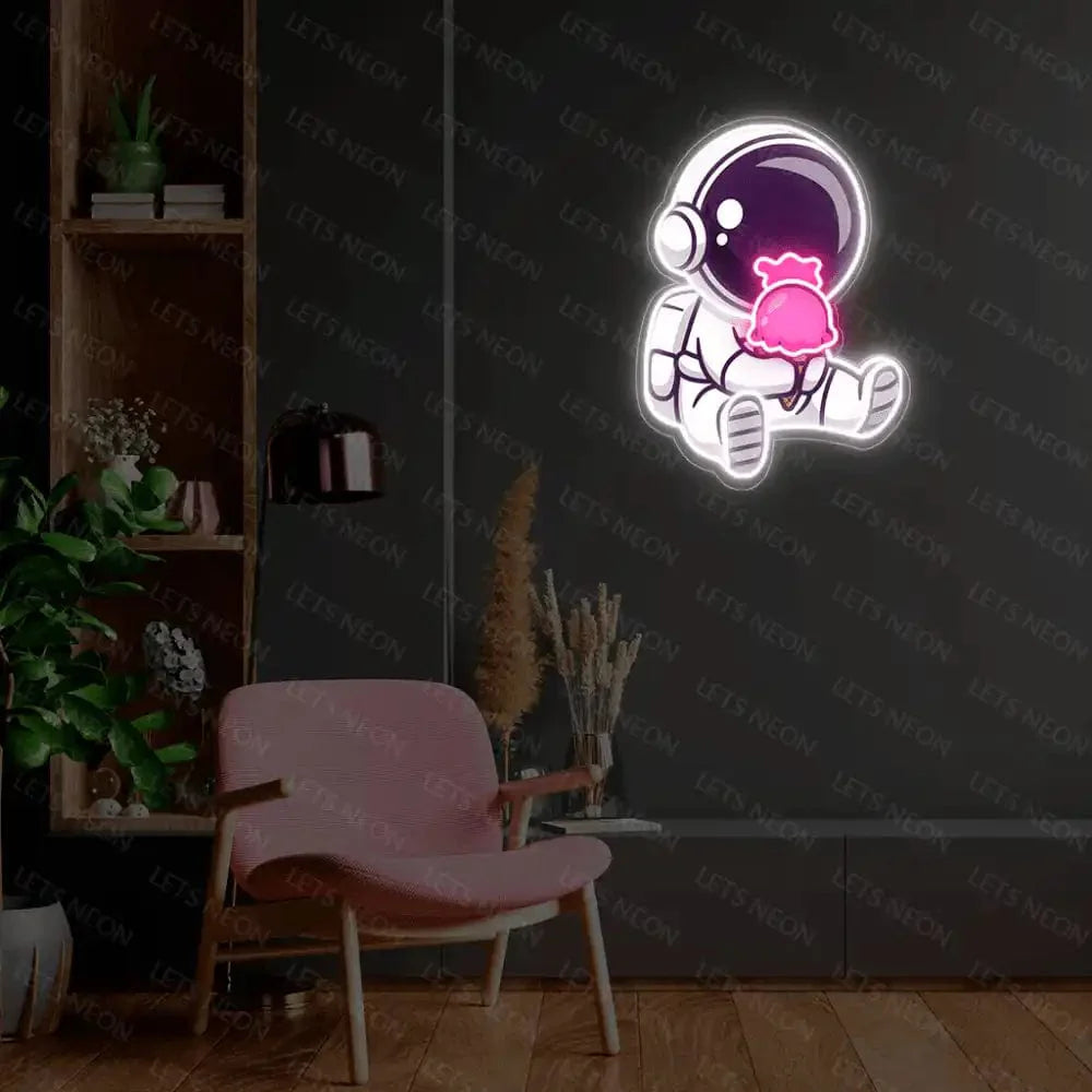 Astronaut Eating Ice Cream UV Neon Sign Lets Neon