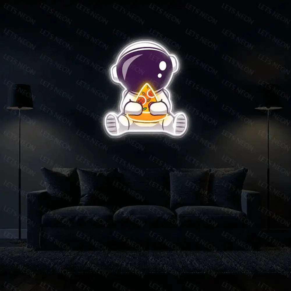 Astronaut Eating Pizza UV Neon Sign Lets Neon