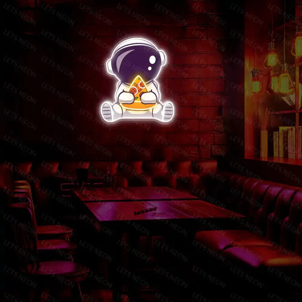 Astronaut Eating Pizza UV Neon Sign Lets Neon