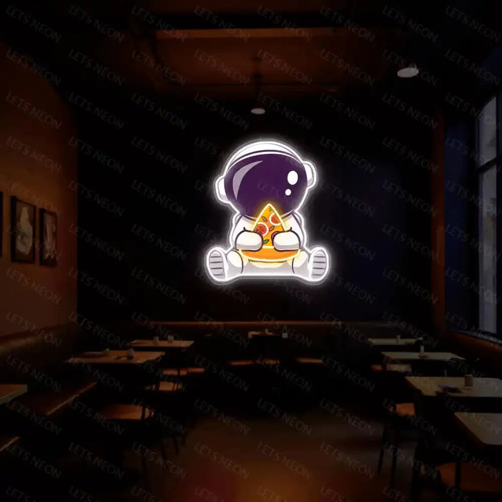 Astronaut Eating Pizza UV Neon Sign Lets Neon