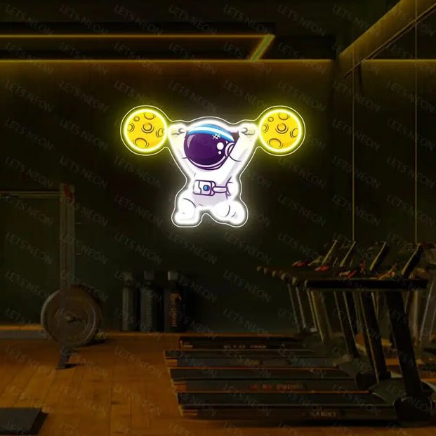 Astronaut with Barbell UV Neon Sign Lets Neon