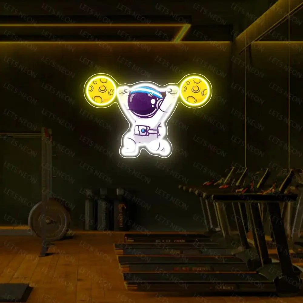 Astronaut with Barbell UV Neon Sign Lets Neon