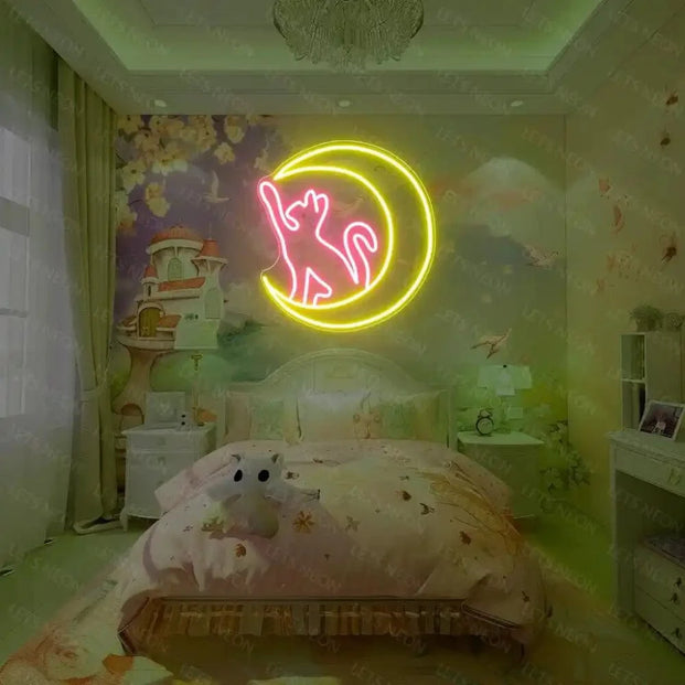 Cat In Moon Neon Sign Lets Neon