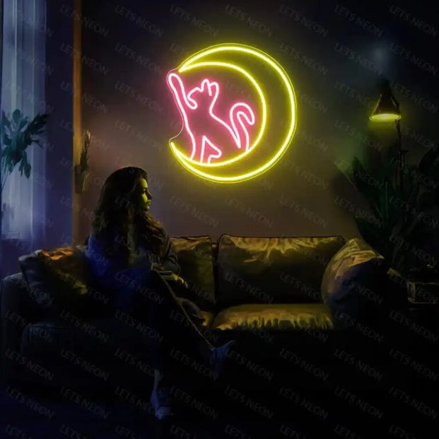 Cat In Moon Neon Sign Lets Neon