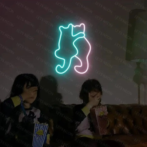 Cats Hugging Neon Sign Lets Neon